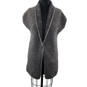 Fabiana Filippi Brown Wool Silk Cashmere Shawl Texture Open Sweater Sz 38 XXS